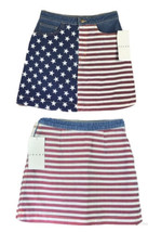 American USA Flag Jean Skirt Denim July 4th Patriotic Stars  &amp; Stripes M... - £11.88 GBP