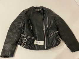 EREL HAMBURG Vintage Black Leather Motorcycle Jacket  Armpit/Armpit 17&quot;  (mc911) - £36.28 GBP