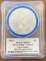 2021- American Silver Eagle- T2- PCGS- FS- Mint Engraver Series- Emily Damstra - £318.63 GBP