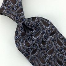 Ermenegildo Zegna Tie Brown Silver Paisley Floral Brocade Necktie Luxury... - $138.59