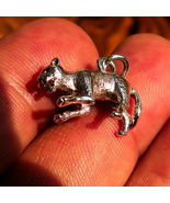 Excellent crafted Charm Pendant jumping Cougar Cat - Sterling Silver - £25.16 GBP