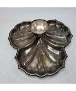 Vintage Silverplate Leaf Design Sheffield Silver Dip Appetizer Tray Dish - £32.29 GBP