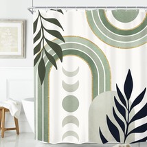 Boho Mid Century Abstract Shower Curtain For Bathroom Decor Modern Moon Phase Mi - $32.99