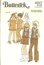 Butterick 4937 Childrens Western Cowboy, Native American Indian Costumes Sz 6 FF - £11.31 GBP