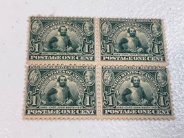 1907 US Postage Stamp #328 Block Of 4 Jamestown Exposition 1c Mint Hinged OG - £49.30 GBP