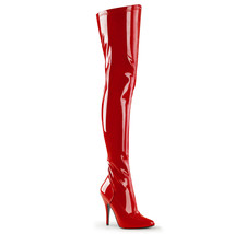 PLEASER SED3000/R Exotic Stripper Fetish Stiletto 5&quot; Heels Red Thigh High Boots - £67.10 GBP