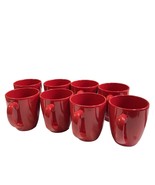 8 Corning Corelle Stoneware Mugs Red 4 Inch Tall Harvest Christmas 3.5 D... - £35.04 GBP