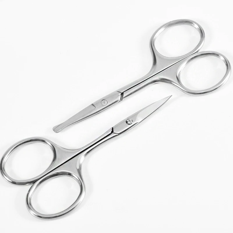 Sporting Curved Blade Eyebrow Scissors Professional Stainless Steel Precision Tr - £23.81 GBP