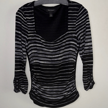 White House Black Market Black and White Striped Blouse - $17.64