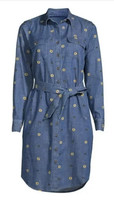 LANDS&#39; END Denim EMBROIDERED BEES Dress Size: SMALL TALL New SHIP FREE - £77.87 GBP