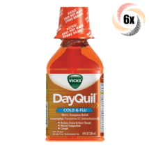 6x Vicks Dayquil Liquid Cold &amp; Flu Bottles 8oz Cough Relief ( Free Shipping! ) - £54.42 GBP