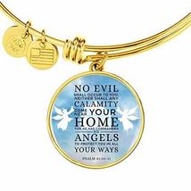 Express Your Love Gifts Guardian Angel Psalm 91:10-11 Circle Pendant Bangle Engr - £43.76 GBP