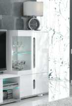 White High Gloss And Grey Low Display Cabinet - £305.91 GBP
