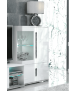 White High Gloss And Grey Low Display Cabinet - £300.31 GBP