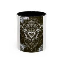 Steampunk Gothic Heart Ornate Accent Mug 11oz 15oz Roses Crest - $18.79+