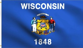 3x5 State of Wisconsin Flag 3&#39;x5&#39; House Banner Power Polyester grommets premium - £10.95 GBP