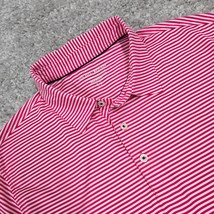 Michel Rouen Polo Shirt Men Large Pink Striped Performance Golf Tennis - $22.72