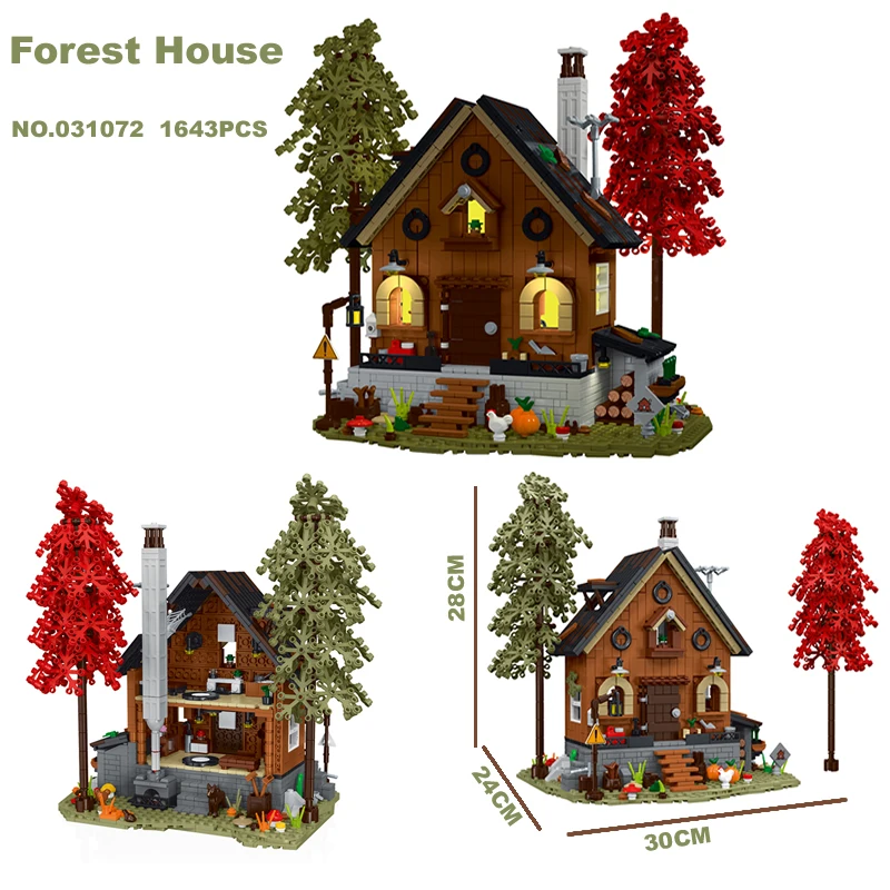 Forest Cabin Funwhole Wood Cabin Modular Building Blocks with LED Lights Kit - £67.78 GBP