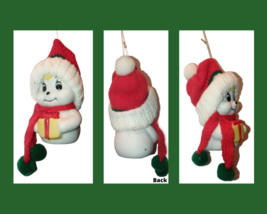 Giftco 1987 Vintage Porcelain Bisque Snowman Bell Christmas Tree Ornament - £7.13 GBP