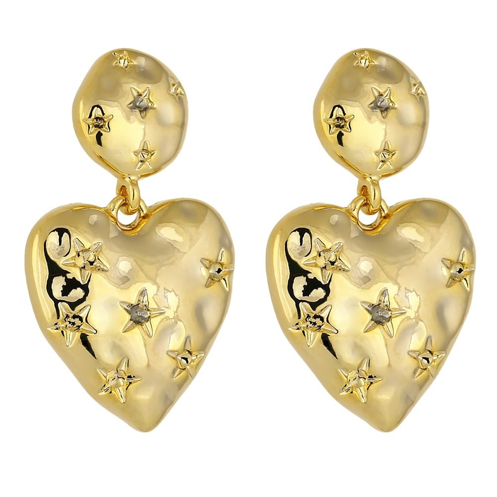Primary image for Yup Stylish Star Heart Dangle Earrings 16 K Golden Copper Earrings for Women Sta