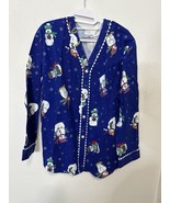 Go Softly Blue Christmas Snowmen Pajama Shirt And Pants Set Size Large - $54.66 CAD