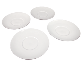 Set of 4 Vintage Thomas Germany Platinum Band Coupe 6-3/8&quot; Saucer Plates White - £15.18 GBP