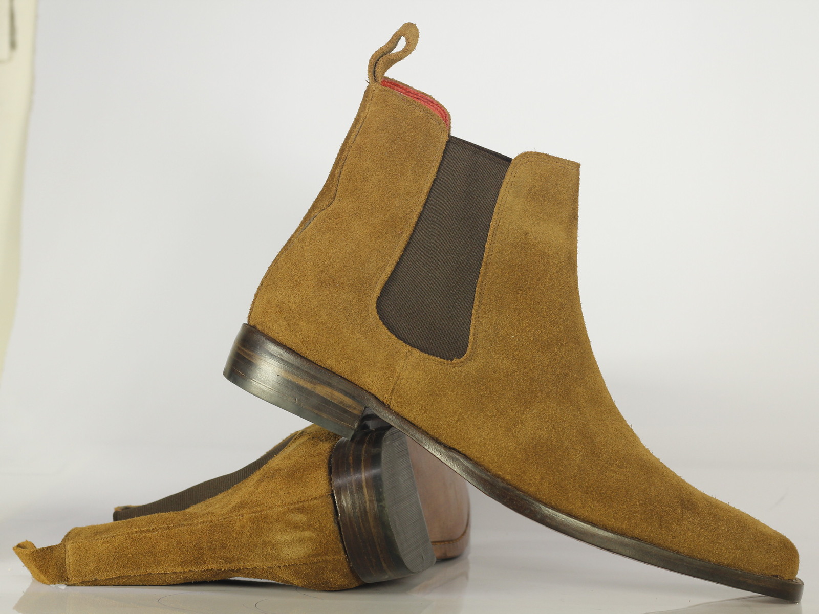 Handmade Men's Tan Suede Chelsea Ankle Boots, Men Designer Boots