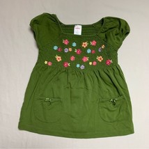 Gymboree Green Floral Embroidered Shirt Girl’s 5T Short Sleeves Fall Fol... - $13.86
