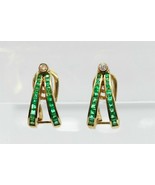 3ct Princess Cut Emerald &amp; Diamond 18k Yellow Gold Over Leverback Earrings - £77.85 GBP