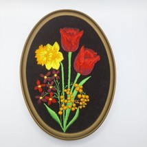 Ecstasy Velvet Giftware Framed Embroidered Artwork Home Decor Tulip Daff... - £13.76 GBP