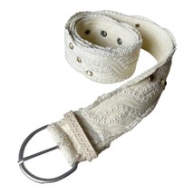 Vintage Ivory Lace Web Belt With Crystal Stones Size 9 - £38.77 GBP