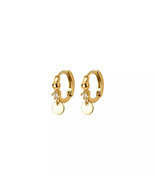 Anyco Fashion Earrings Gold 925 Sterling Simple Disc Pendant Pavé Crysta... - €17,73 EUR