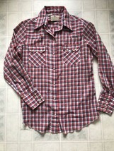 Vintage DEE CEE Ladies Western Shirt Red Plaid Sz 11 12 Pearl Snap Made in USA - £22.67 GBP