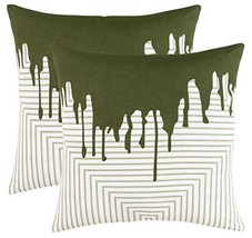 TreeWool (Pack of 2) Decorative Throw Pillow Covers Drip Accent in 100% Cotton C - £12.51 GBP