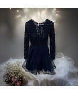 My Michelle Navy Blue Lace &amp; Tulle Formal Size 1 Prom Or Homecoming Dres... - $480.74 MXN