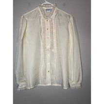 Vintage 1980s Lady Holiday Cream Sheer Victorian Coquette Lace Delicate ... - £21.97 GBP