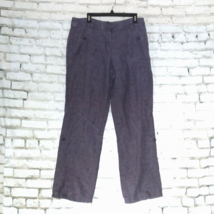 Comma Pants Womens 12 Blue 100% Linen Roll Tab Leg Straight Casual Chino... - $19.99