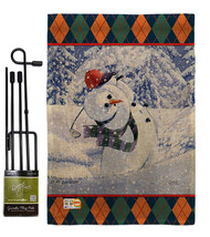 Snowman Golf Burlap - Impressions Decorative Metal Garden Pole Flag Set GS114119 - £27.06 GBP