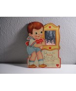 Vintage 1939 Mechanical Large Look in the mirror boy Valentine Card rare - €55,02 EUR