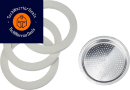 3 gaskets and 1 filter for aluminium coffee-pots Bialetti 2 cups.  - £17.46 GBP