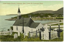 Postcard Little Indian Church Tadousac Quebec Canada St Lawrence River - $4.50