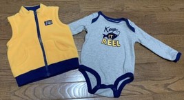 Baby Boy Size 9 Months KEEP IT REEL Fishing One Piece With Matching Vest... - $8.59
