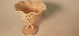 Vintage Hand Painted WESTMORELAND Custard Glass Footed Compote Candy Dis... - £15.85 GBP