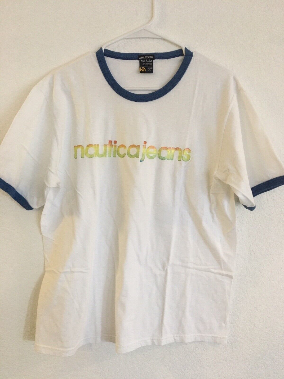 Nautica Jeans Company Vintage T Shirt Men's Size M Athletic Fit Ringer Cotton Item image 6