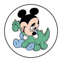 30 Baby Mickey Mouse with Dinosaur party stickers birthday favors labels... - $7.49