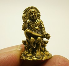Sai Baba Of Shirdi Mini Statue Figurine Spiritual Master Om Blessed Brass Amulet - £21.26 GBP
