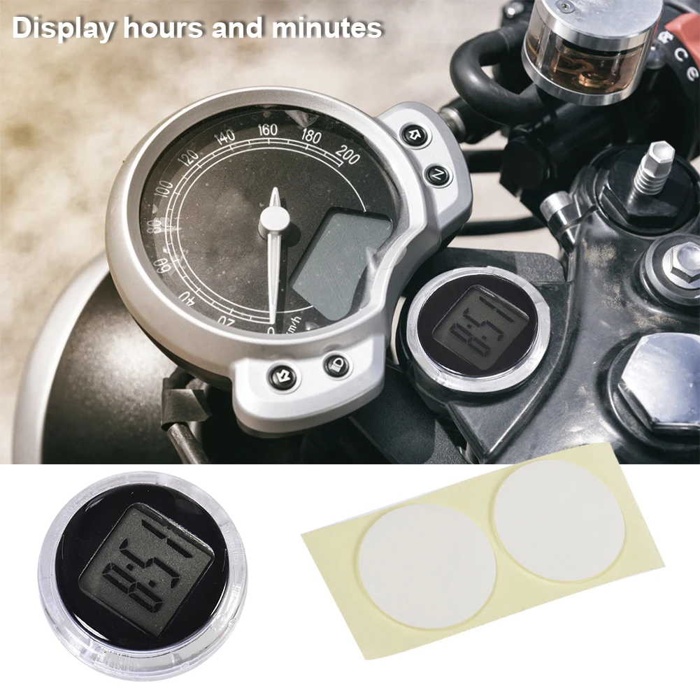 Mini Motorcycle Clock Stick-on Waterproof Electronic Watch Moto Digital Clock - £9.09 GBP