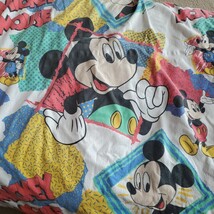 Vintage Disney Mickey Mouse Cut Twin Flat Flannel Sheet Craft Quilt Material - £15.14 GBP