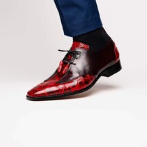 Anzio Genuine Alligator and Classic Calfskin Dress Shoes BlackCherry image 6