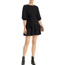 Aqua Womens M Black Puff Elbow Sleeve Tie Waist Mini Dress NWT BC10 - £33.72 GBP